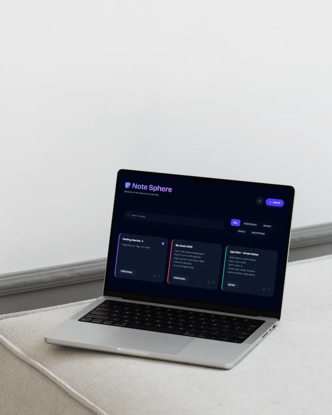 Note Sphere project preview - React by Rudra Patel